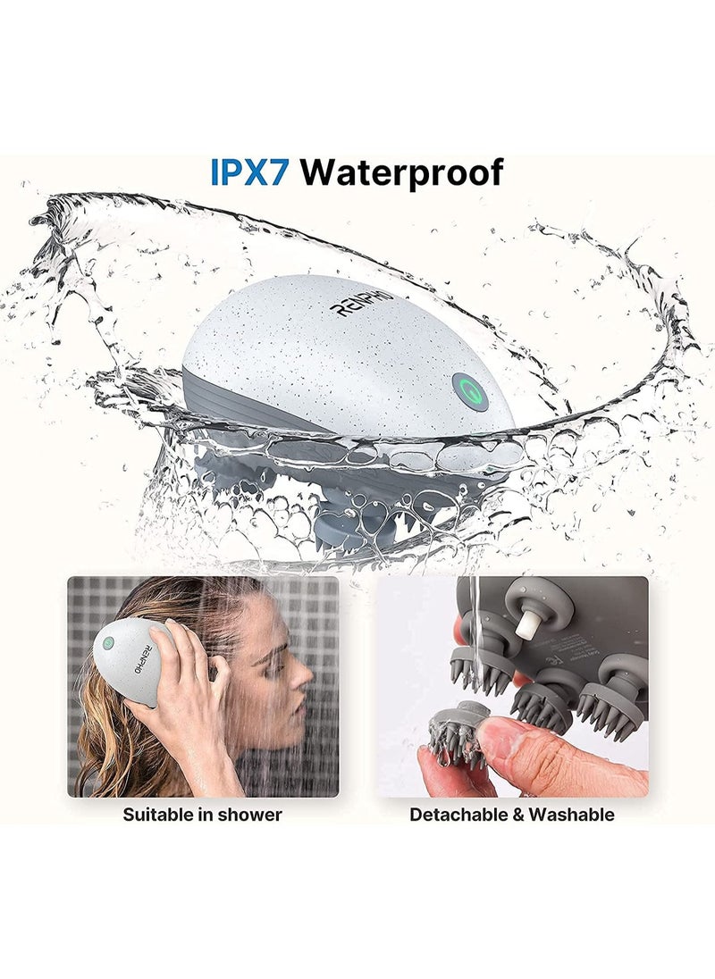 RENPHO - Waterproof Portable Electric Scalp Massager With 4 Replacement Massage Heads- Grey - Image 1