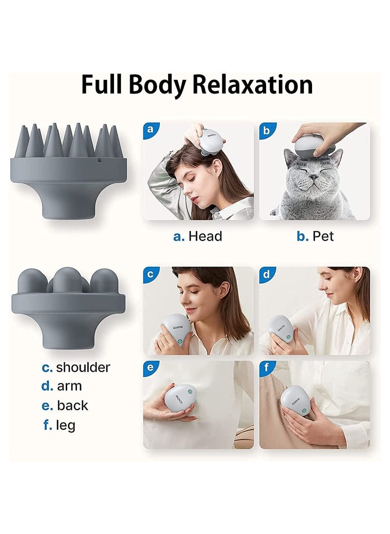 RENPHO - Waterproof Portable Electric Scalp Massager With 4 Replacement Massage Heads- Grey - Image 1