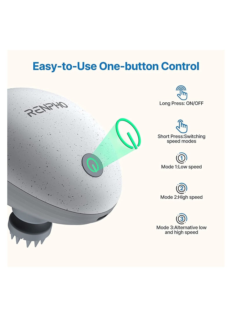 RENPHO - Waterproof Portable Electric Scalp Massager With 4 Replacement Massage Heads- Grey - Image 1