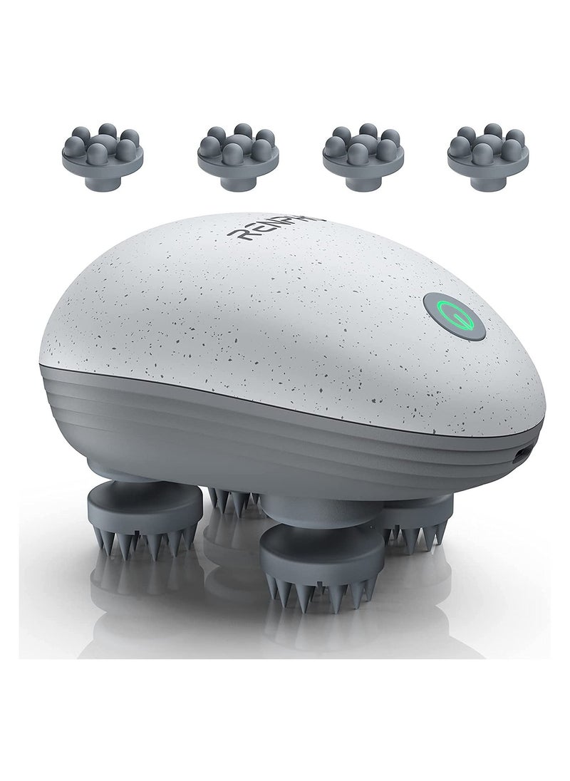 RENPHO - Waterproof Portable Electric Scalp Massager With 4 Replacement Massage Heads- Grey - Image 1