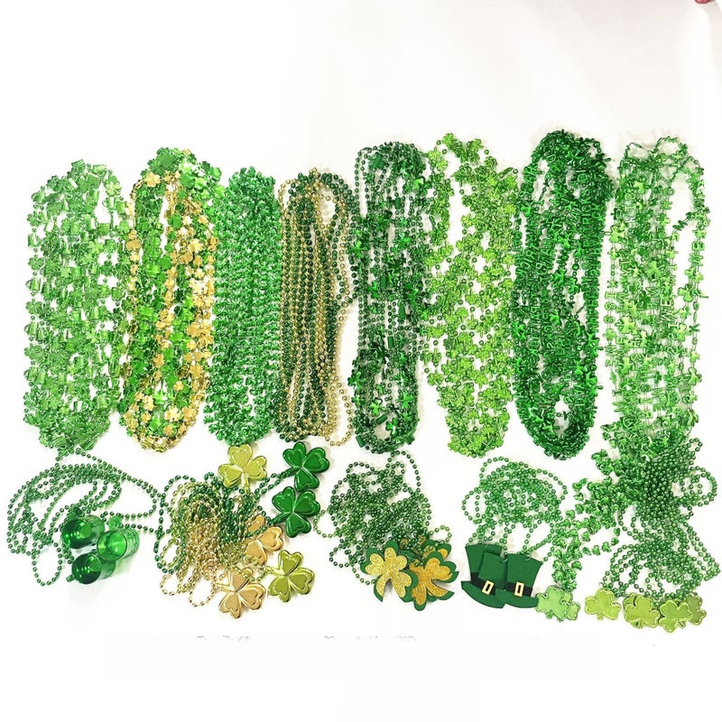 St. Patricks Shamrock Beaded Necklace Figure 