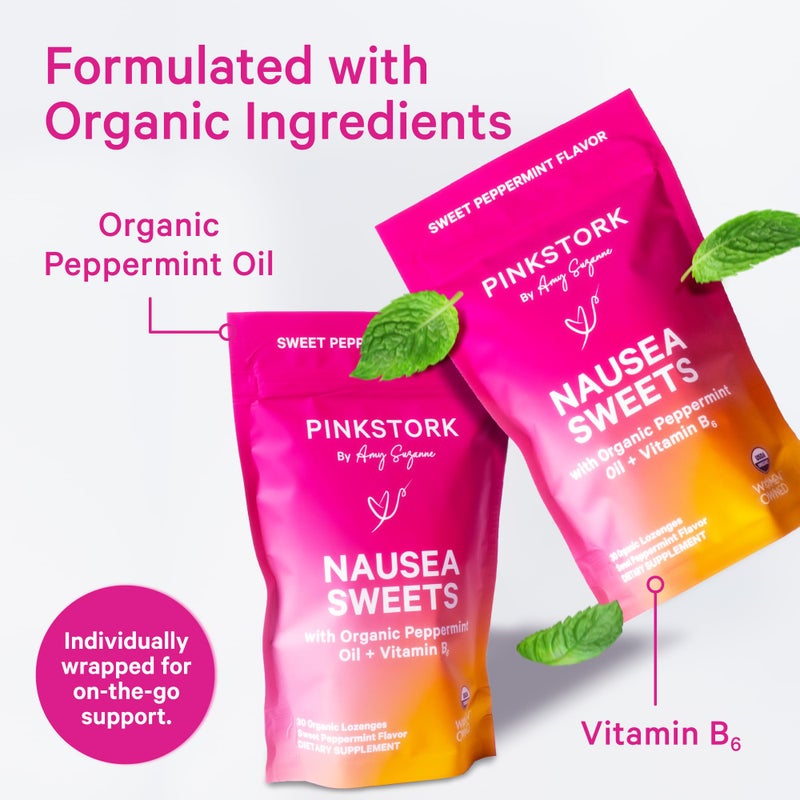 Pink Stork Organic Sweets Bundle for Morning Sickness and Motion Sickness Support, Added Vitamin B6, 1st Trimester Pregnancy Must Haves - 60 Wrapped Candies - Image 4