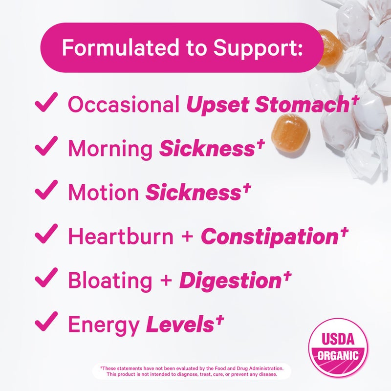Pink Stork Organic Sweets Bundle for Morning Sickness and Motion Sickness Support, Added Vitamin B6, 1st Trimester Pregnancy Must Haves - 60 Wrapped Candies - Image 2