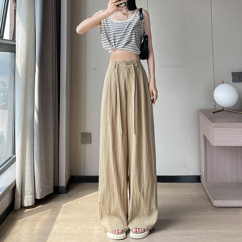 Ice Silk Quick-Drying Yamamoto Pants Women'S Summer Thin High Waist Loose Japanese Style Laid-Back Anti-Mosquito Sunscreen Cotton Linen Wide-Leg Pants - Image 3