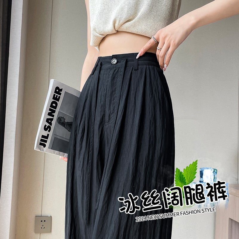 Ice Silk Quick-Drying Yamamoto Pants Women'S Summer Thin High Waist Loose Japanese Style Laid-Back Anti-Mosquito Sunscreen Cotton Linen Wide-Leg Pants - Image 4