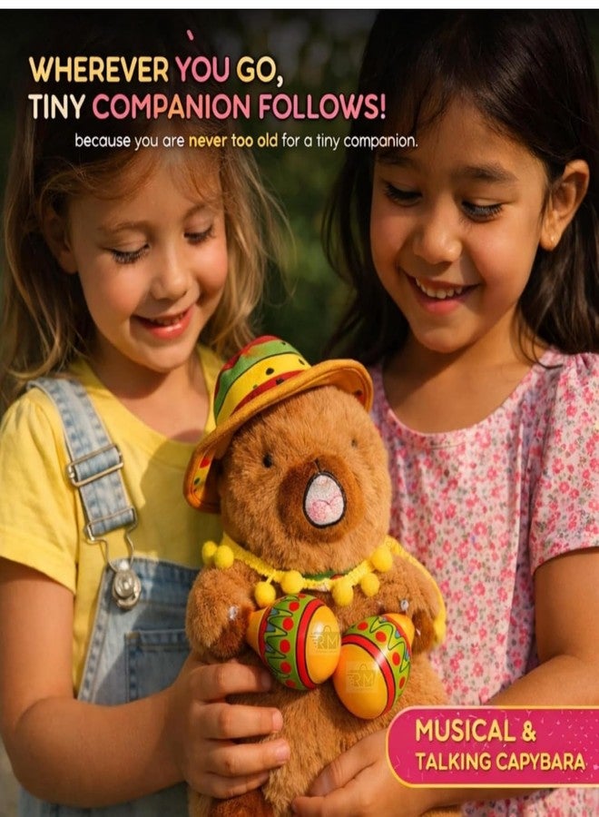Jitaharay Musical Talking Capybara Plush Toy, Hopping Bunny Toy with Sounds, Twitching Nose and Mouth, Fun Educational Interactive Toy for Babies and Kids - Image 3