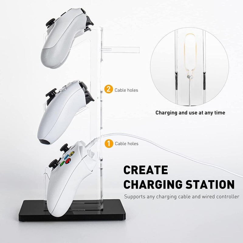 Excefore Universal 3 Tier Controller Holder and Headset Stand for PS4 PS5 Xbox ONE Switch, Controller Stand Gaming Accessories, Build Your Game Fortresses (Black) - Image 5