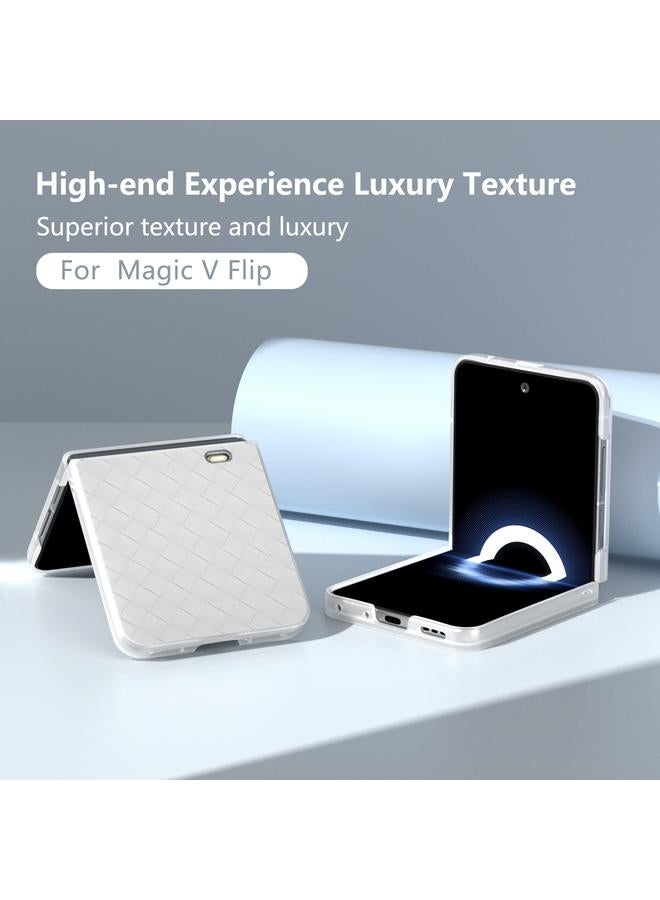 اس-توب جراب لهاتف Honor Magic V Flip بإطار شفاف غير لامع وملمس منسوج من مادة البولي يوريثان - Image 2