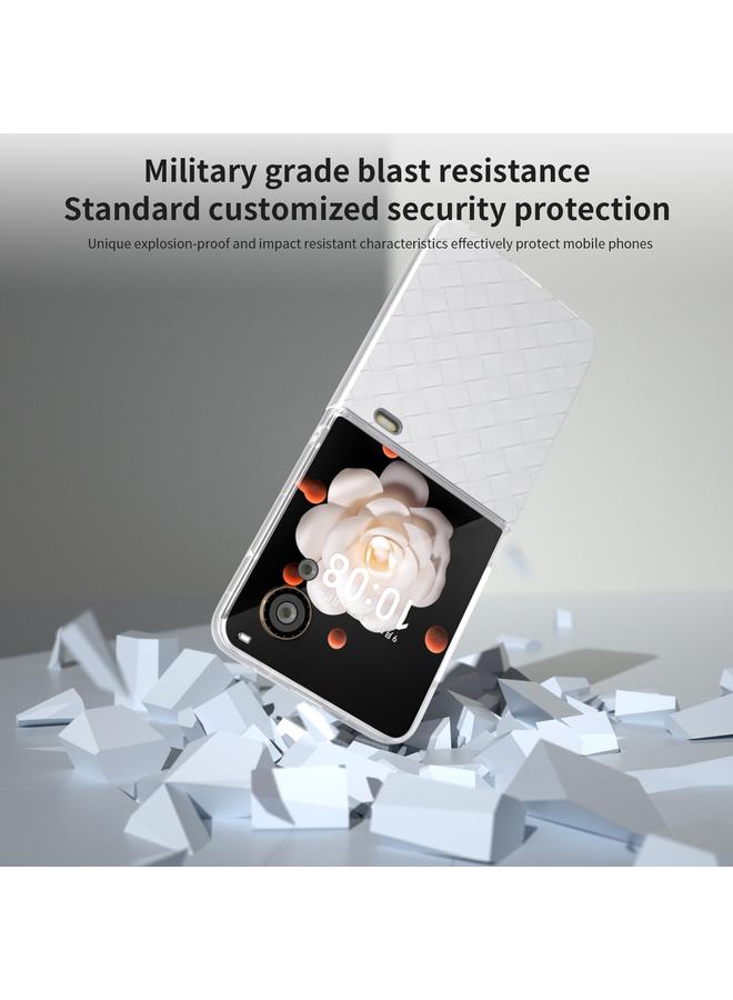 اس-توب جراب لهاتف Honor Magic V Flip بإطار شفاف غير لامع وملمس منسوج من مادة البولي يوريثان - Image 4