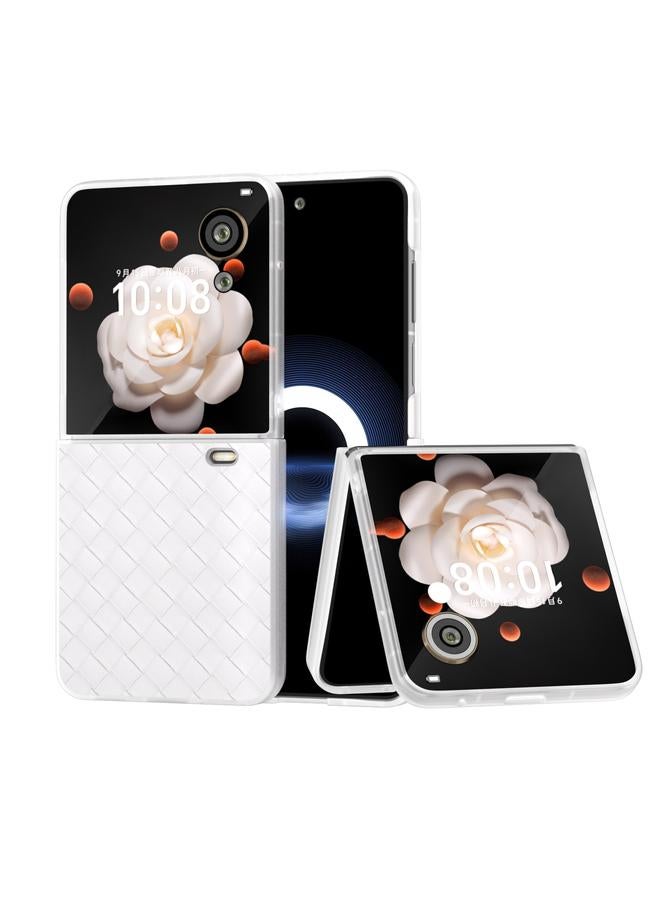 اس-توب جراب لهاتف Honor Magic V Flip بإطار شفاف غير لامع وملمس منسوج من مادة البولي يوريثان - Image 1