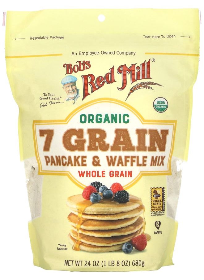 Bob's Red Mill Organic 7 Grain Pancake & Waffle Mix Whole Grain 24 oz (680 g) 