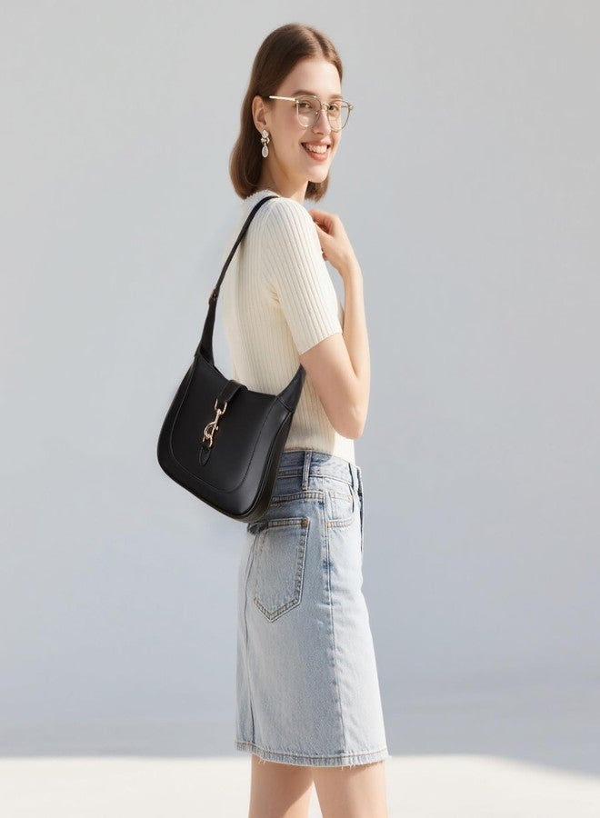 Keyli حقيبة كايلي للكتف للنساء من جلد نباتي حقائب يد صغيرة لطيفة حقائب هوبو عصرية حقيبة كتف علوية مع حزام قابل للتعديل باللون الأسود - Image 5