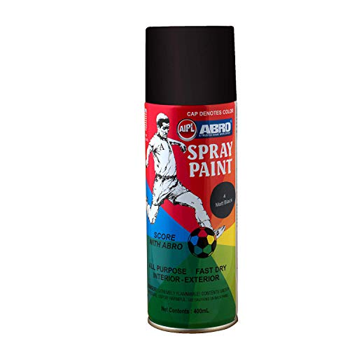 ABRO SP-4 Multipurpose Colour Spray Paint Can (400ml, Matt Black) DIY Quick Drying for Metal, Wood, Walls, Automotive Cars and Bikes - Image 1