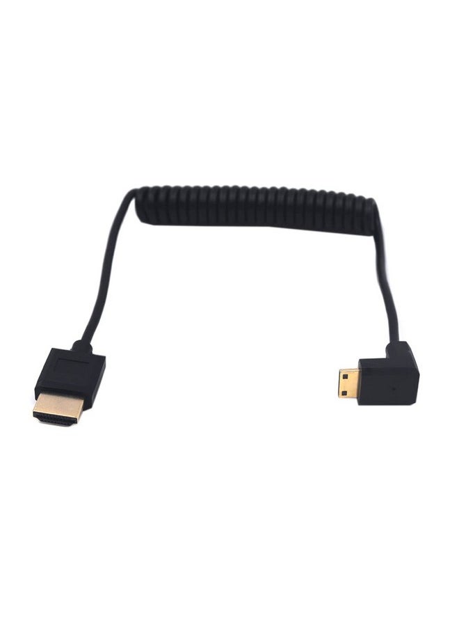 Kework - 4Ft Hdmi 4K Coiled Cable 90 Degree Downward Angle Mini Hdmi Male To Hdmi Male Adapter Spiral Cable Hd Hdmi 2.0 Version High Speed Spring Cord 4K @60Hz (Down Mini Hdmi To Hdmi) - Image 1