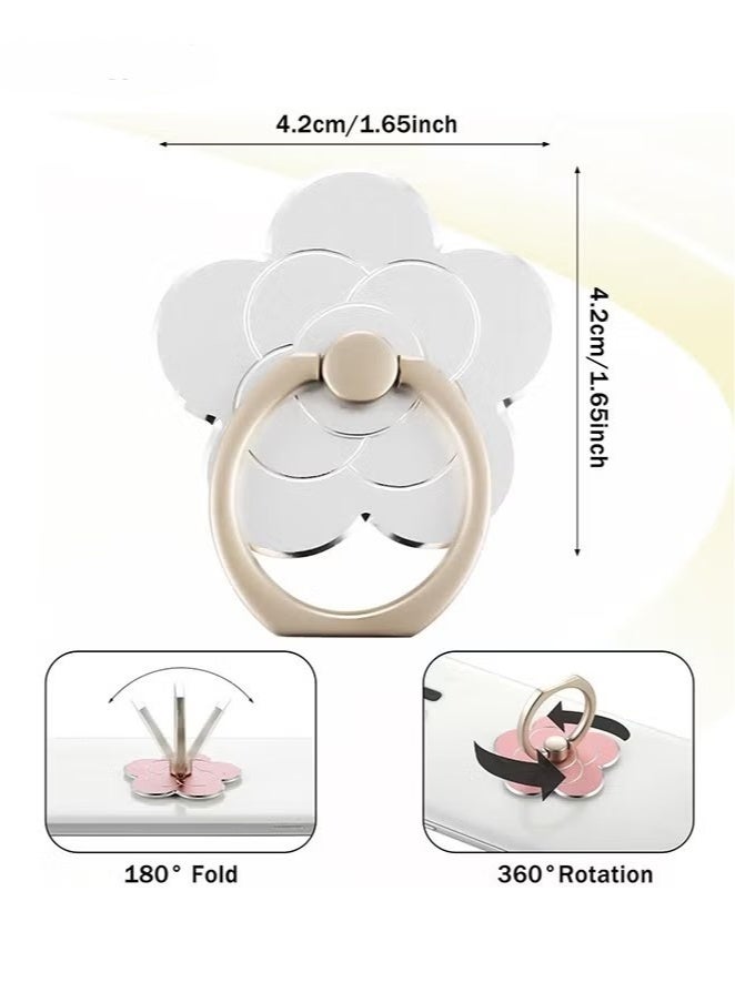 4Pcs Cell Phone Ring Holder Flower Shape Phone Ring Holder Metal Finger Grip Finger Kickstand 360° Rotation Universal Finger Ring Phone Grip Compatible With All Smartphone - Image 2