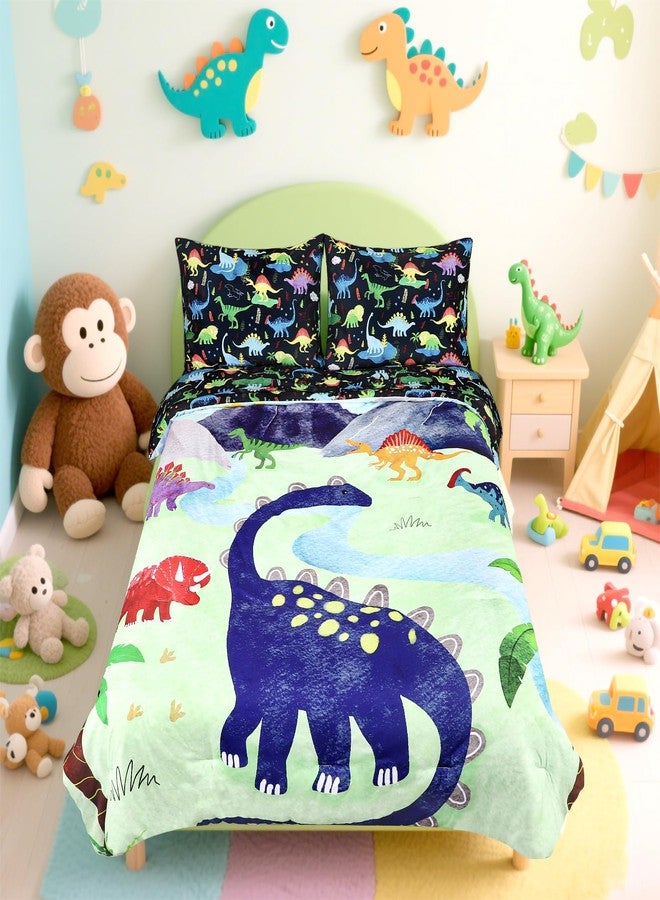 DAYEEBALL Boys Twin Bedding Set, Dinosaur Twin Comforter Set for Boys Kids Bedding Set with 1 x Reversible Comforter, 1 x Fat Sheet, 1 x Fitted Sheet, 2 Pillowcases, Dinosaur - Image 1