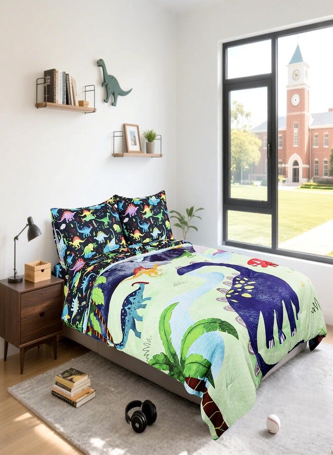 DAYEEBALL Boys Twin Bedding Set, Dinosaur Twin Comforter Set for Boys Kids Bedding Set with 1 x Reversible Comforter, 1 x Fat Sheet, 1 x Fitted Sheet, 2 Pillowcases, Dinosaur - Image 5