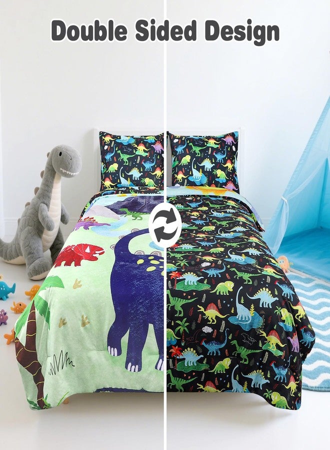 DAYEEBALL Boys Twin Bedding Set, Dinosaur Twin Comforter Set for Boys Kids Bedding Set with 1 x Reversible Comforter, 1 x Fat Sheet, 1 x Fitted Sheet, 2 Pillowcases, Dinosaur - Image 2