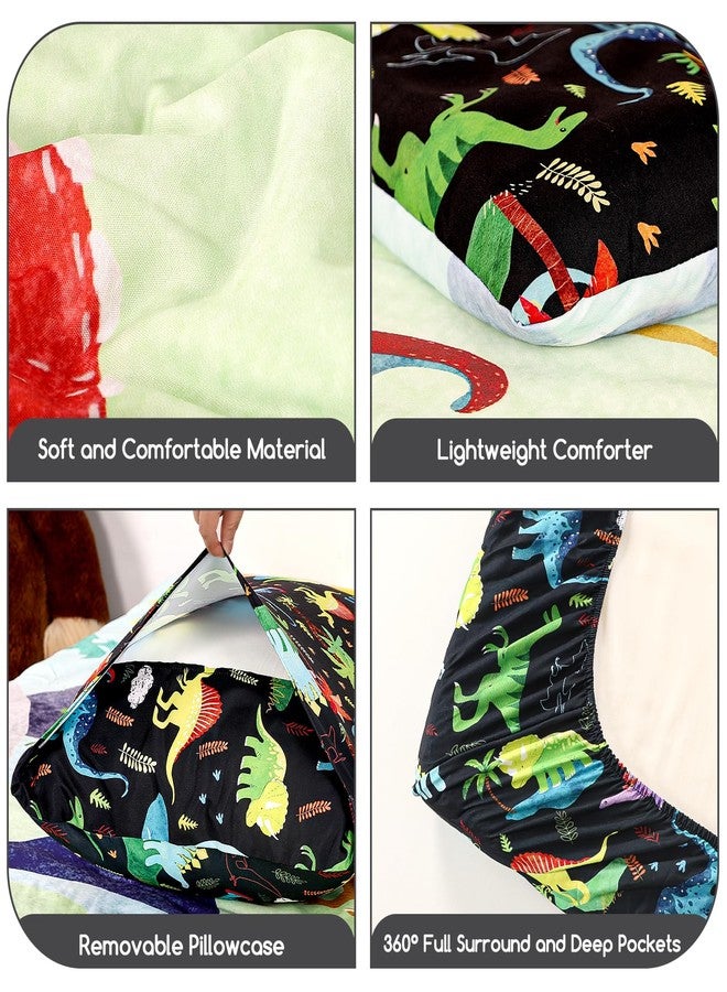 DAYEEBALL Boys Twin Bedding Set, Dinosaur Twin Comforter Set for Boys Kids Bedding Set with 1 x Reversible Comforter, 1 x Fat Sheet, 1 x Fitted Sheet, 2 Pillowcases, Dinosaur - Image 3