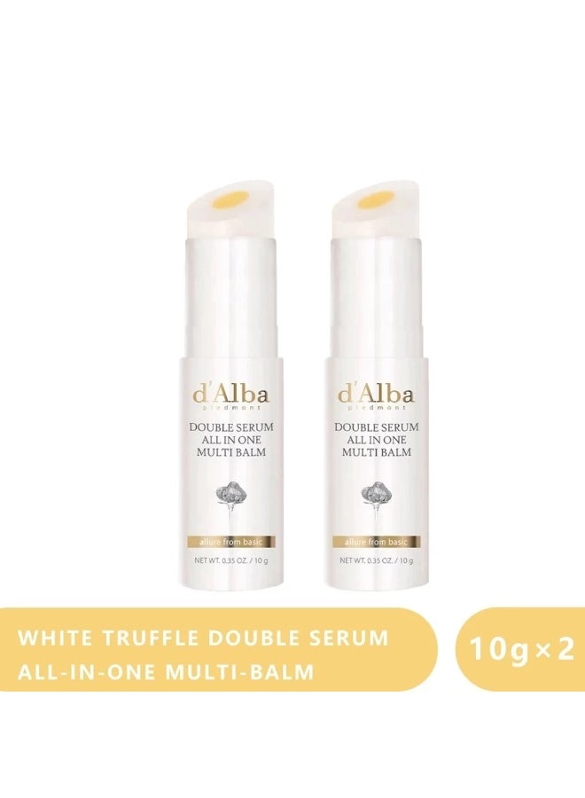 d'Alba White Truffle Double Serum All-In-One Multi Balm 10g Pack of 2 3-in-1 Brightening, Firming & Moisturizing Stick Balm - Image 1