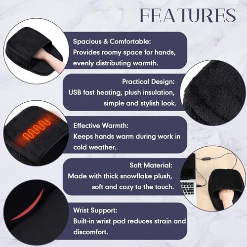 Copkim 2pcs USB Heated Mouse Pad Hand Warmer 3 Temperatures Time Limit Mouse Pad Mat with Wrist Rest Controller Gaming Mousepad Desk Accessories for Winter Valentines PC User Gift Office Home Computer - Image 3