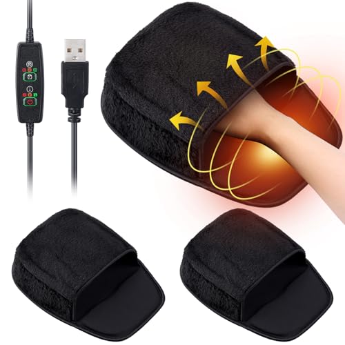 Copkim 2pcs USB Heated Mouse Pad Hand Warmer 3 Temperatures Time Limit Mouse Pad Mat with Wrist Rest Controller Gaming Mousepad Desk Accessories for Winter Valentines PC User Gift Office Home Computer - Image 1