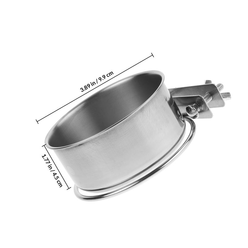 Small Elevated Dog Bowl 10cm Stainless Steel Dual Hanging Screws Pet Food Water Dish - Image 3