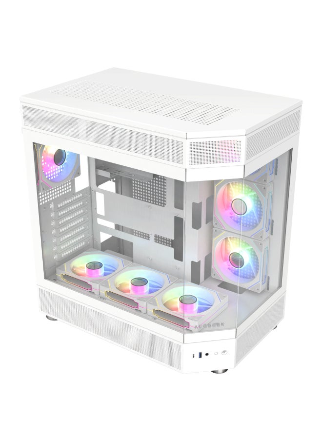 Generic - ACEGEEK Icecube Broad View Design Dual Side Full Tempered Glass ATX Case, High Transparency & Compatibility ATX Version, Supports ITX/M-ATX/ATX Motherboards (451x285x498mm) | White - Image 1