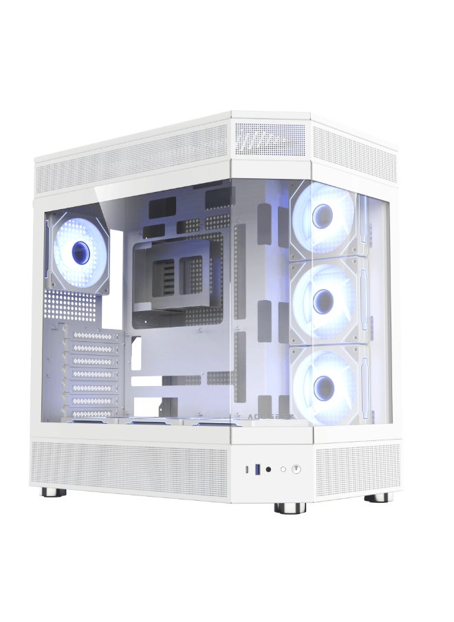 Generic - ACEGEEK Icecube Broad View Design Dual Side Full Tempered Glass ATX Case, High Transparency & Compatibility ATX Version, Supports ITX/M-ATX/ATX Motherboards (451x285x498mm) | White - Image 1