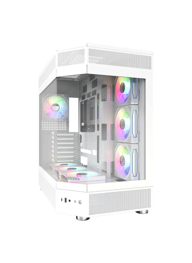 Generic - ACEGEEK Icecube Broad View Design Dual Side Full Tempered Glass ATX Case, High Transparency & Compatibility ATX Version, Supports ITX/M-ATX/ATX Motherboards (451x285x498mm) | White - Image 1