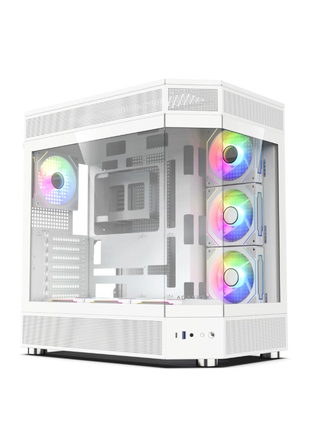 Generic - ACEGEEK Icecube Broad View Design Dual Side Full Tempered Glass ATX Case, High Transparency & Compatibility ATX Version, Supports ITX/M-ATX/ATX Motherboards (451x285x498mm) | White - Image 1