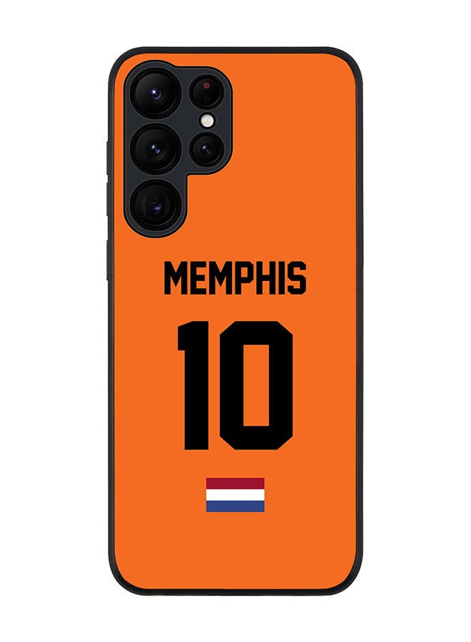 Stylizedd Rugged Black edge case for Samsung Galaxy S22 Ultra 5G Slim fit Soft Case Flexible Rubber Edges Anti Drop TPU Gel Thin Cover - Football Team - Netherlands Player Name - Memphis - Image 1