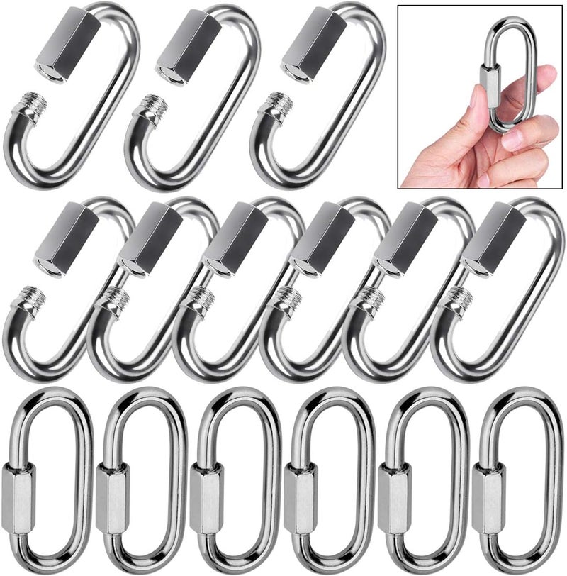 Lsqurel Quick Link, 304 Stainless Steel D Shape Locking Carabiner Heavy Duty Chain Link Keychain for Outdoor Fence Gate Swings Pet Dog M4 M6 M8 M10 Capacity 200lb 600lb 1200lb 2400lb - Image 1