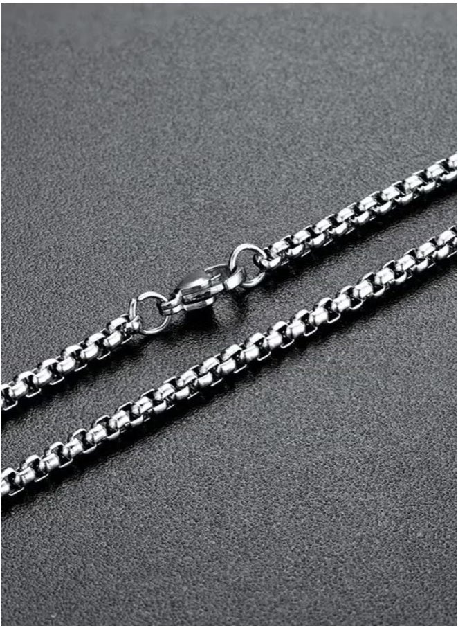 Square Pearl Chain Titanium Steel Chain Stainless Steel Chain, Men's Fashion Versatile Necklace (Silver, 2.5mm/65cm)  - Image 5