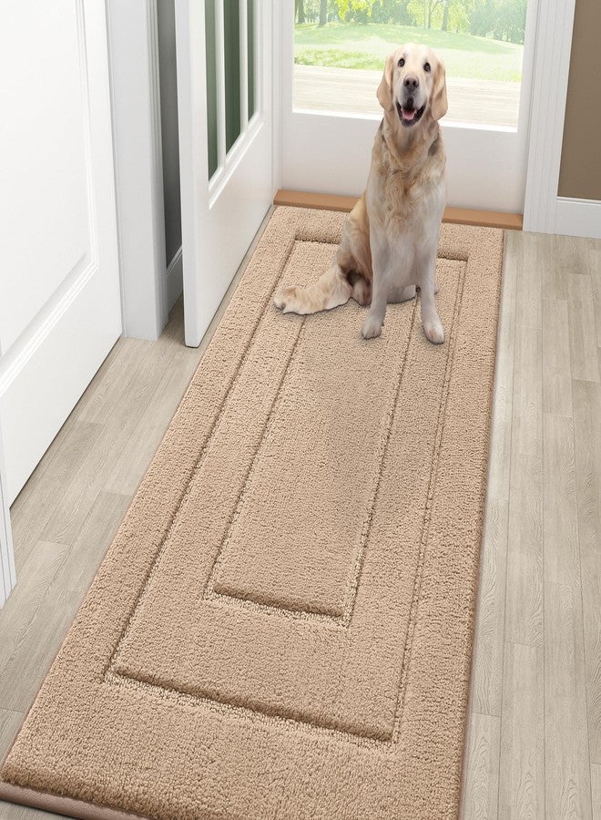 Smiry Dog Door Mat for Muddy Paws Indoor Entrance, Absorbs Moisture and Dirt Low-Profile Washable Front Door Mat for Floor Home Entryway (48x30 Inches, Beige) - Image 1
