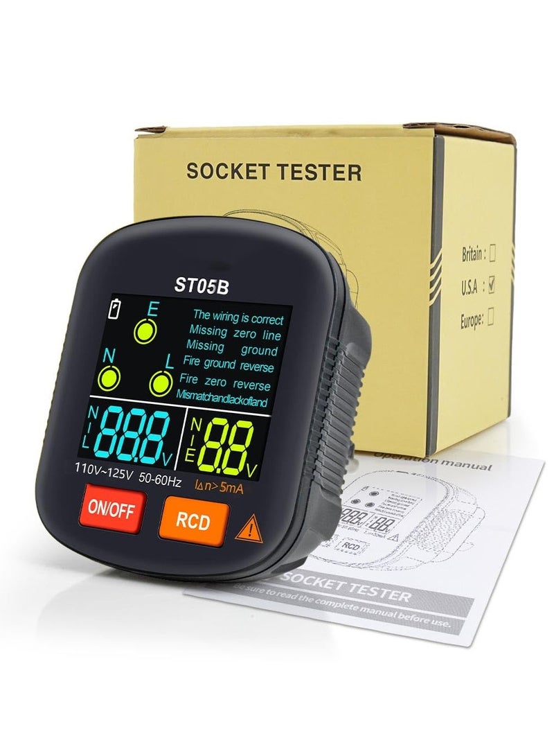 Outlet/Receptacle Tester Outlet Tester Electrical Standard 125V AC Outlets with LCD Display,  Socket Checker, Electric Voltage Tester 6 Visual Indication/Wiring Legend for Home  Professional Use - Image 1