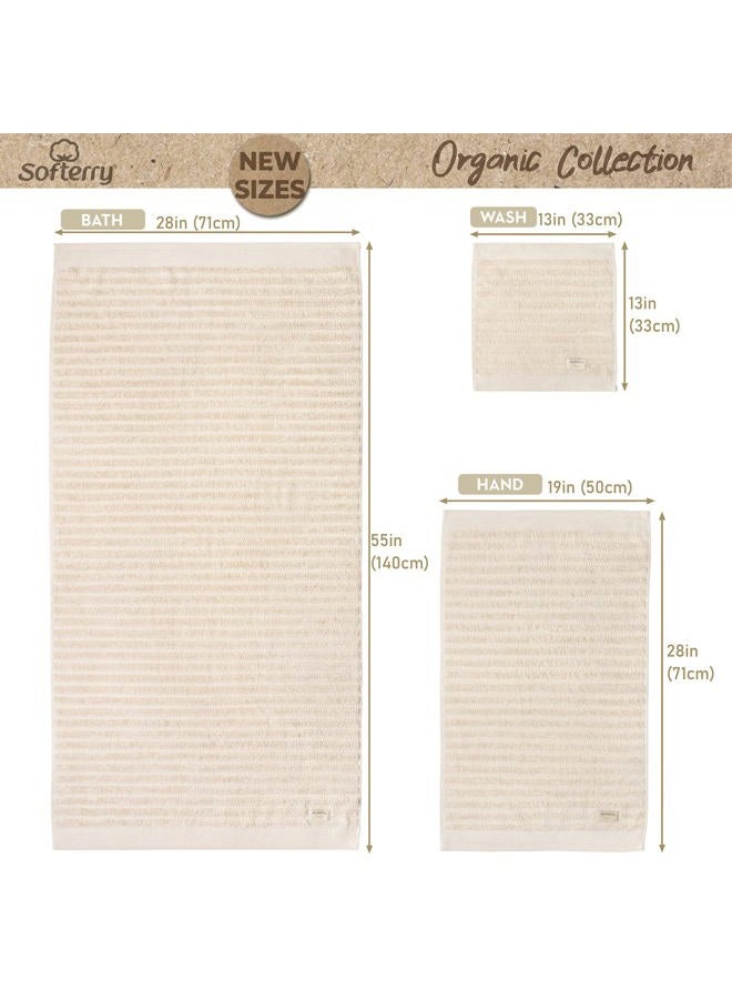 Softerry Pure Organic Cotton Bath Towel Set - 100% Soft Cotton - Extra Absorbent and Durable - 500 GSM Quick Dry - Luxury Hotel & Spa Quality - Fade Resistant - Eco Friendly (Natural, Set of 8) - Image 2