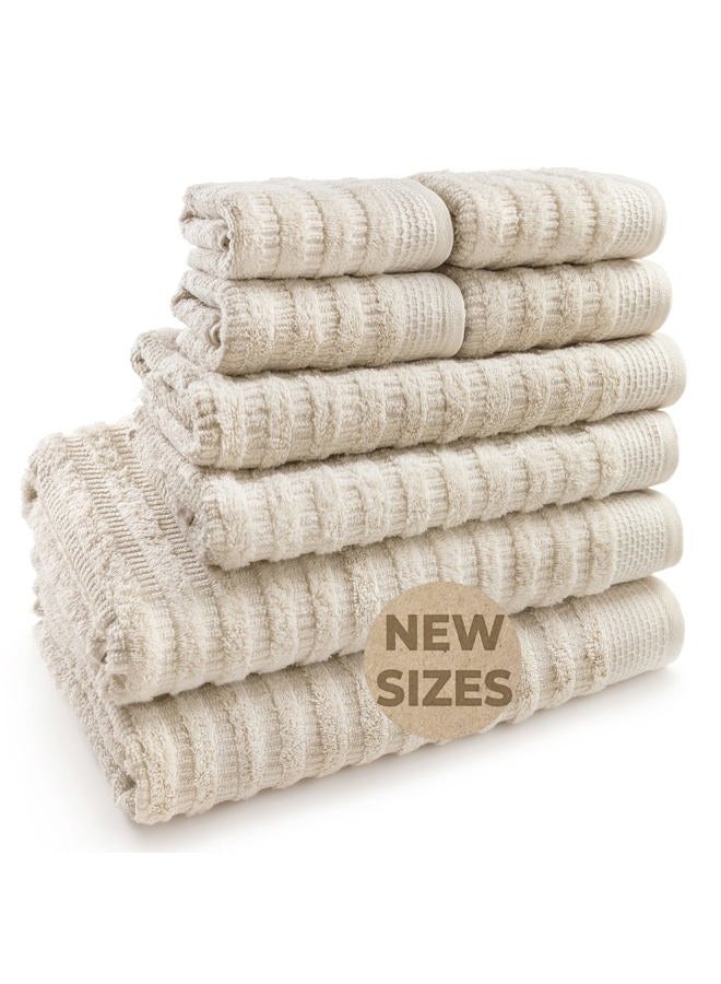 Softerry Pure Organic Cotton Bath Towel Set - 100% Soft Cotton - Extra Absorbent and Durable - 500 GSM Quick Dry - Luxury Hotel & Spa Quality - Fade Resistant - Eco Friendly (Natural, Set of 8) - Image 1