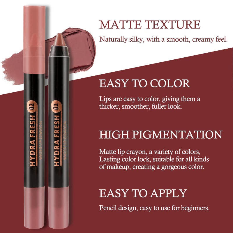 Boobeen Matte Lip Crayon Lipstik Pencil Velvety Creamy Matte Lip Liner Full Coverage High Pigment Waterproof Long Lasting Lipstick for Women, Matte Lip Color with Smooth - Image 4