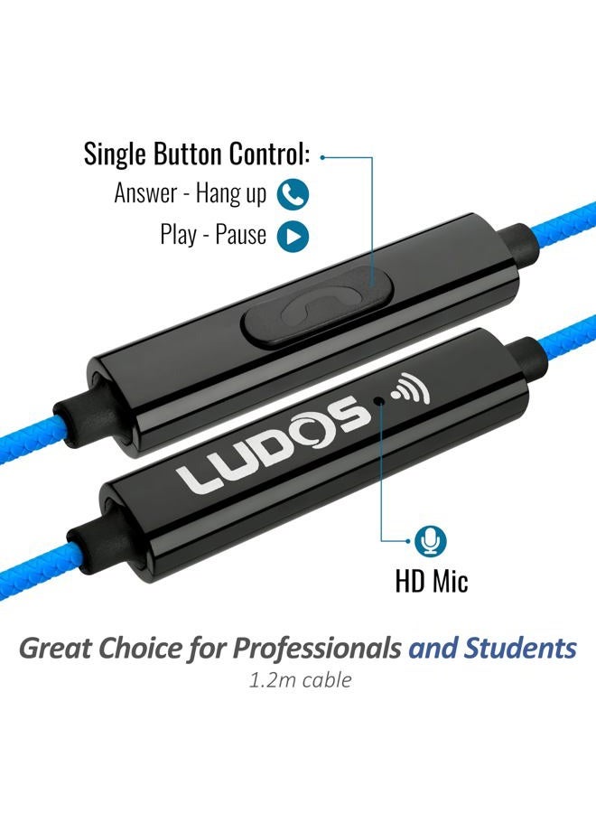 Ludos CLAMOR In-Ear Earphones with Microphone and Volume Control, Memory Foam, Reinforced Cable, Bass, Earphones for Computer, Laptop - Image 2