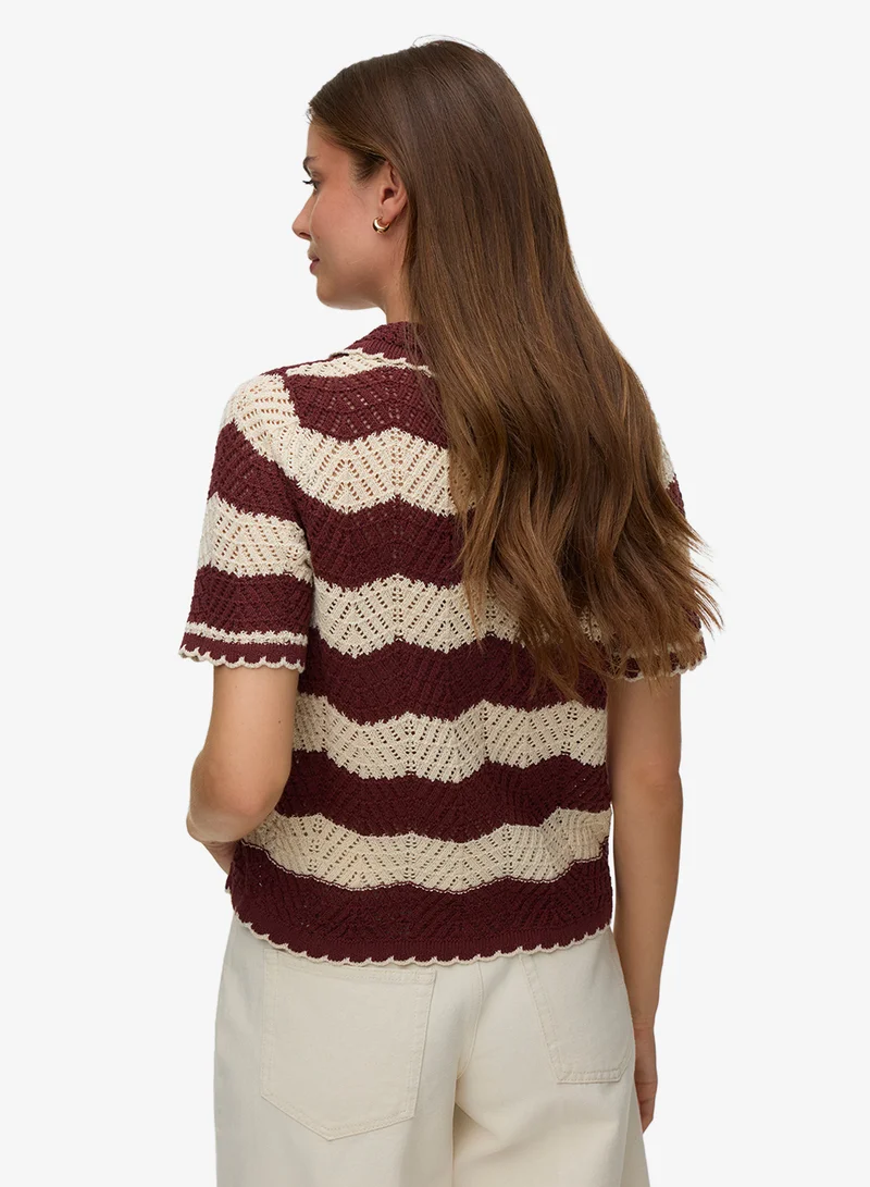 VERO MODA Striped Polo Neck Cardigan