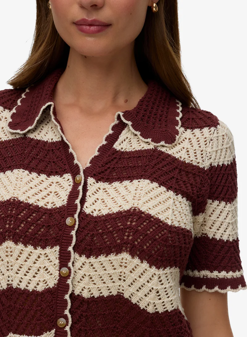 Vero Moda  Striped Polo Neck Cardigan for Women | Best Price UAE
