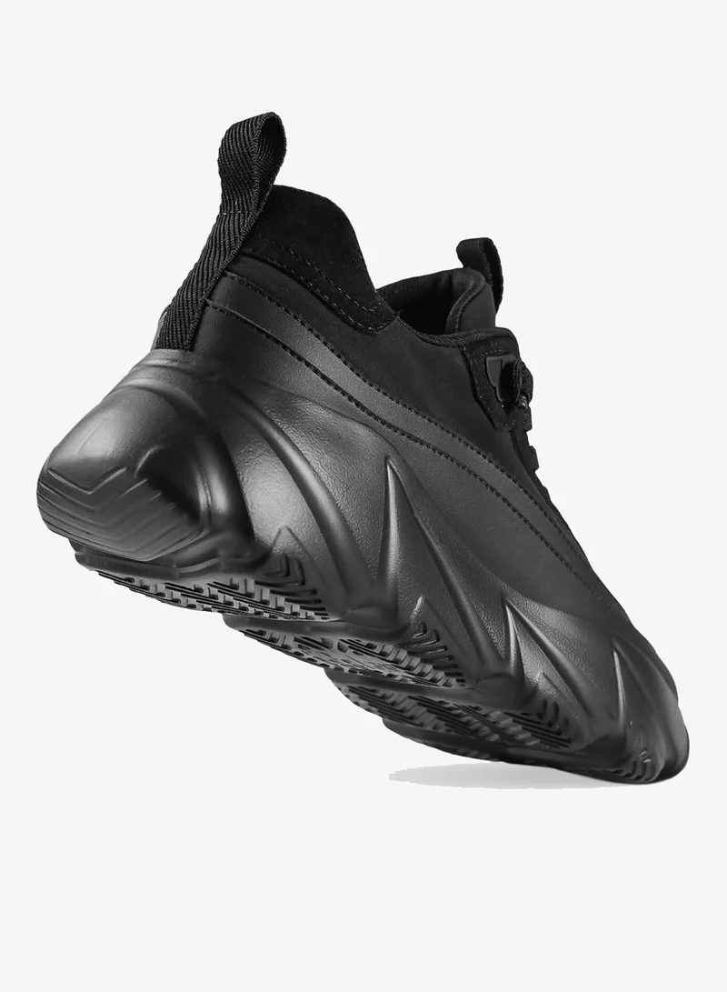 DUOZOULU Black BR Ripple Nylon Runner Sneaker  | Best Price UAE