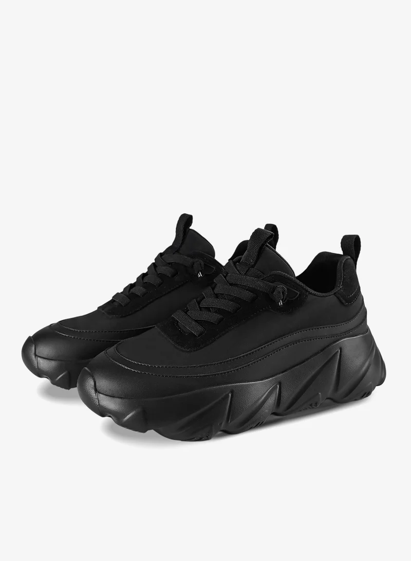 DUOZOULU Black BR Ripple Nylon Runner Sneaker  | Best Price UAE