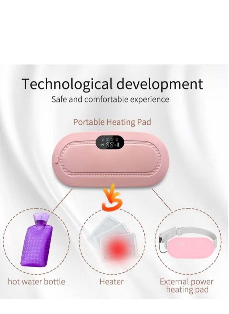 KHAJUL Portable Cordless Heating Pad for Menstrual Cramps Relief, Heating Pad for Stomach,Menstrual Heating Pad with 3 Heat Levels and 4 Vibration Massage Modes Portable Electric Fast Heating Belly Wrap Belt  - Image 4