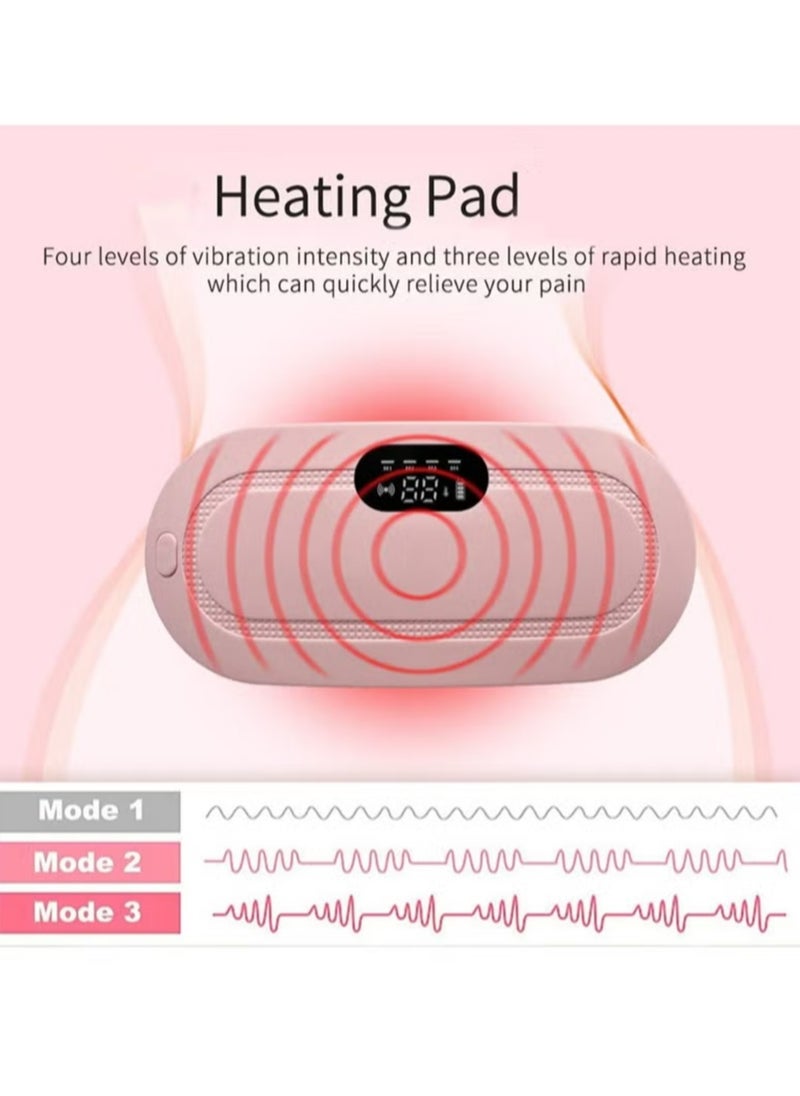 KHAJUL Portable Cordless Heating Pad for Menstrual Cramps Relief, Heating Pad for Stomach,Menstrual Heating Pad with 3 Heat Levels and 4 Vibration Massage Modes Portable Electric Fast Heating Belly Wrap Belt  - Image 3