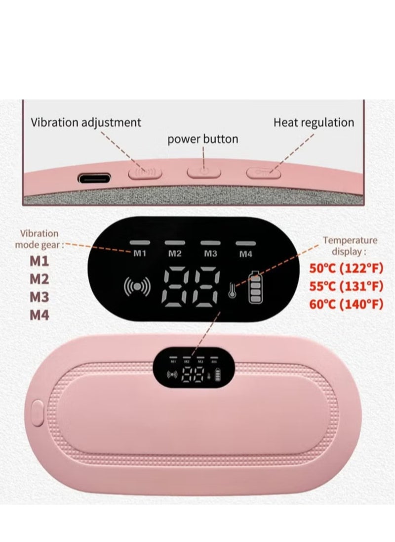 KHAJUL Portable Cordless Heating Pad for Menstrual Cramps Relief, Heating Pad for Stomach,Menstrual Heating Pad with 3 Heat Levels and 4 Vibration Massage Modes Portable Electric Fast Heating Belly Wrap Belt  - Image 5