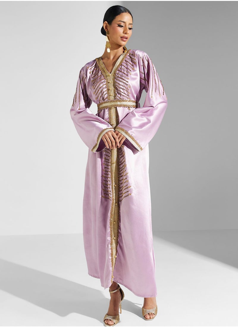 hayas closet - Embellished Lace Detail Jalabiya - Image 1