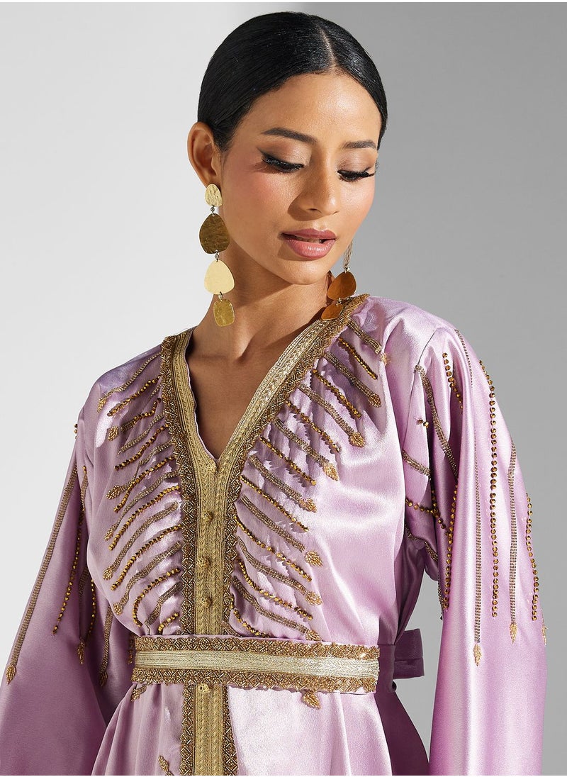 hayas closet - Embellished Lace Detail Jalabiya - Image 1