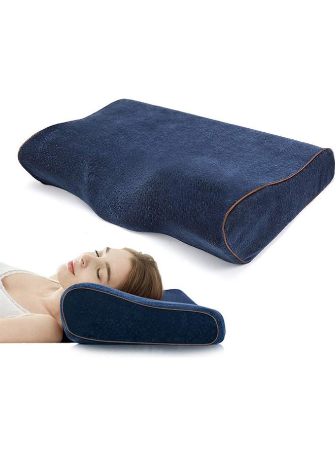 Orthopedic Neck Pillow, Perfect for Pain Relief, Blue Polyester, Size 50x30x10cm - Image 1